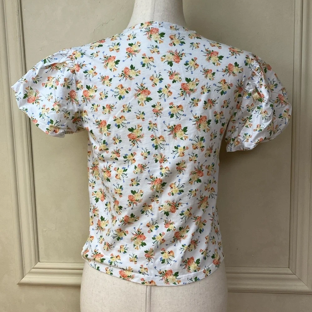 Zara Cottagecore Floral Puff Sleeve Top | Statement Sleeves | Small